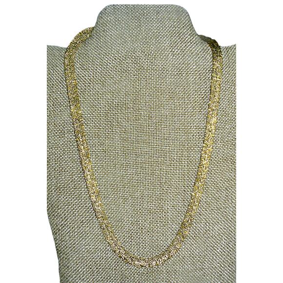 None and/or Unknown Jewelry - Vintage Gold-Tone Textured Necklace Lobster Clasp Closure Statement Jewelry
